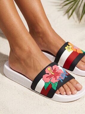 Women'sTommy Hilfiger sandals flower floral Hawaii